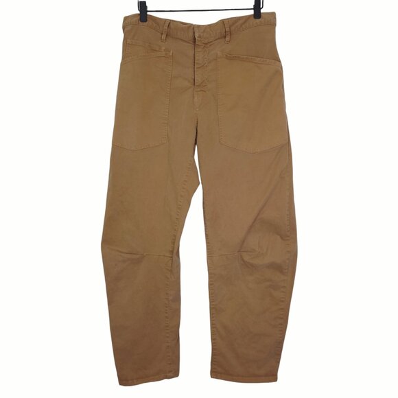 Nili Lotan Shon Pant Rust Brown Barrel Leg Cotton Twill Size 6 - Picture 3 of 10